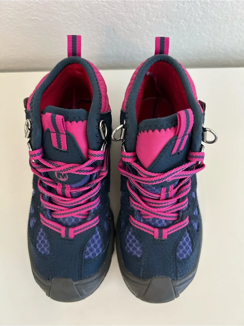 Merrell Capra Girls' Trail Mid Waterproof Hiking Boots Navy and Pink, Size 11c